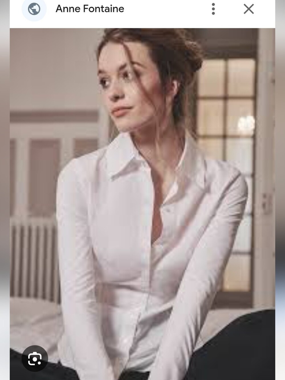 Anne Fontaine White Cotton Blend Button-Down Shirt Like New Sz 8 Us/M